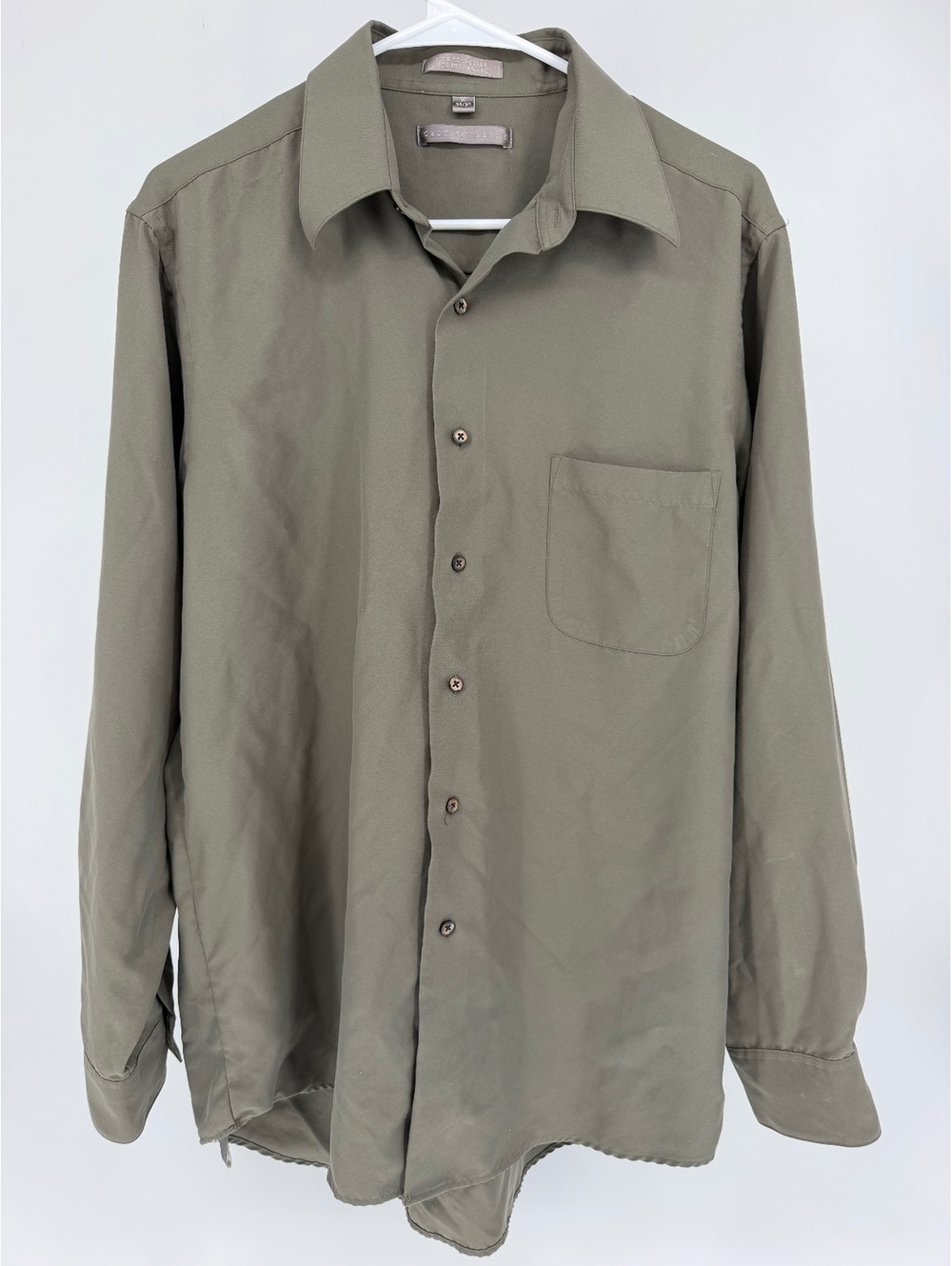 Geoffrey Beene Men's Button-Up Dress Shirt Size 16 34/35 Olive Green